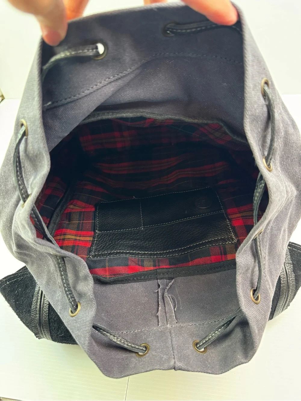 NWT Will Leather Goods Adventure Explorer Backpack Charcoal Canvas Distressed